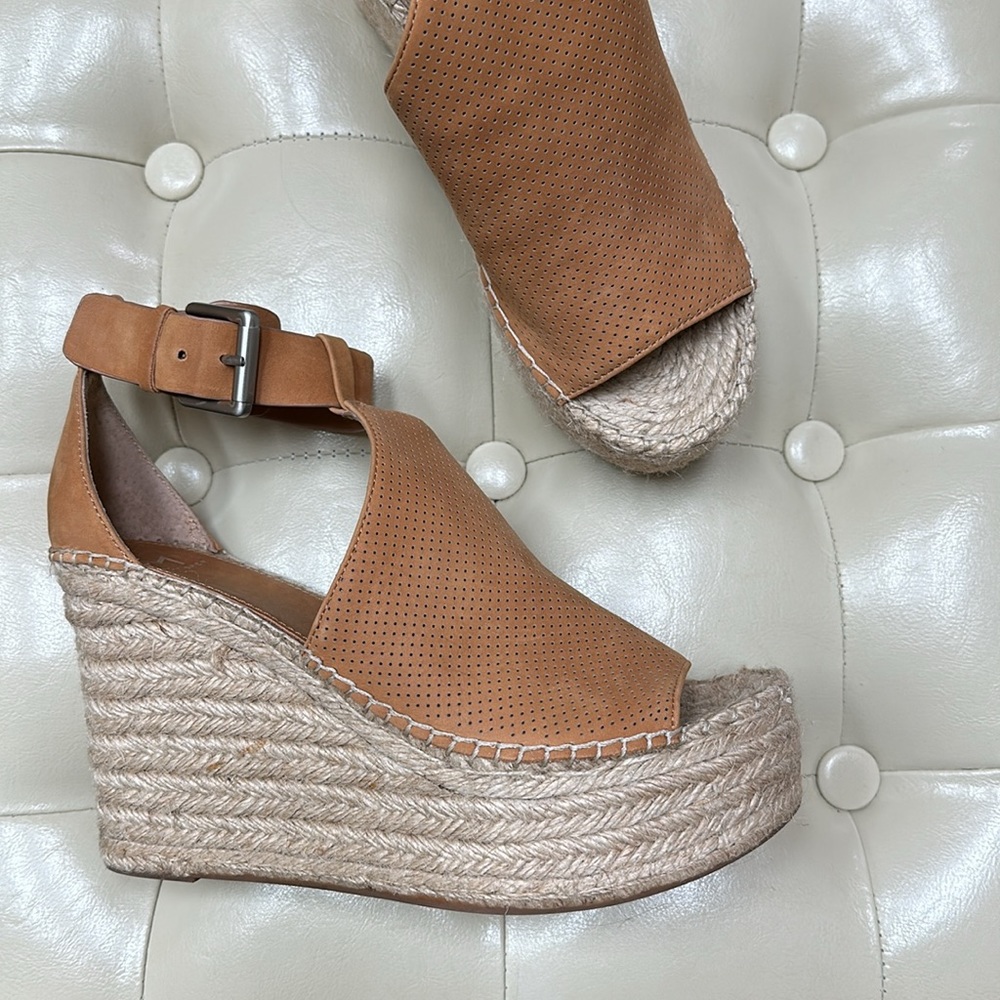 Marc Fisher Melanie leather Espadrille platform Wedge Sandals